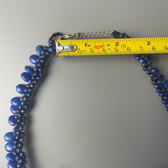 Blue Lapis Lazuli Beaded Gemstone Necklace with blue beads Bohemian Necklace - Picture 6 of 6